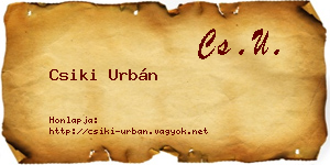Csiki Urbán névjegykártya